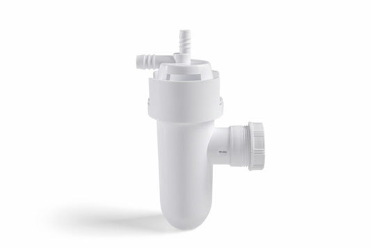 Airgap luchtscheiding met geïntegreerde sifon voor waterontharders – witte uitvoering