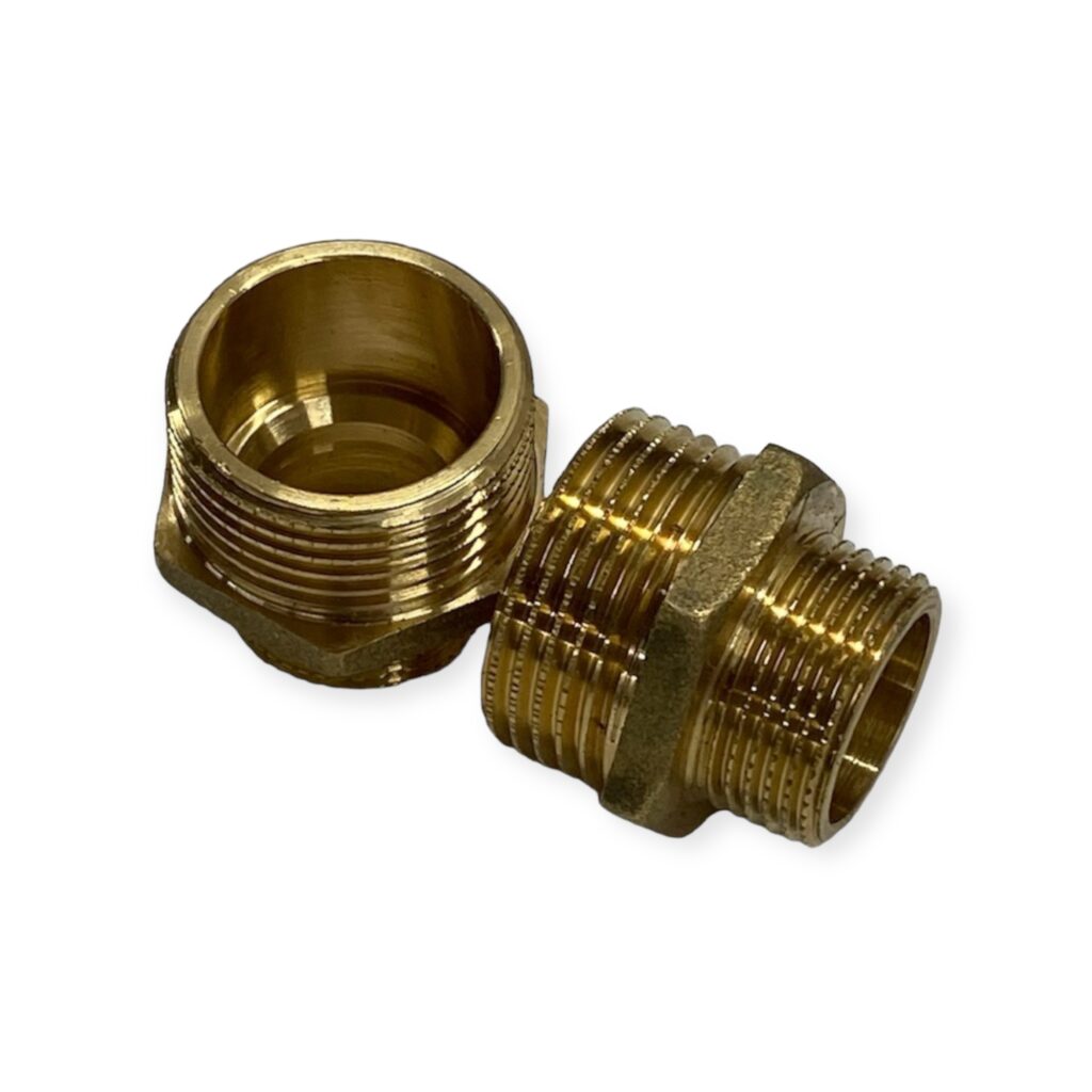 Verloopnippel messing 1 inch naar 3/4 inch – aansluitmateriaal voor waterontharders